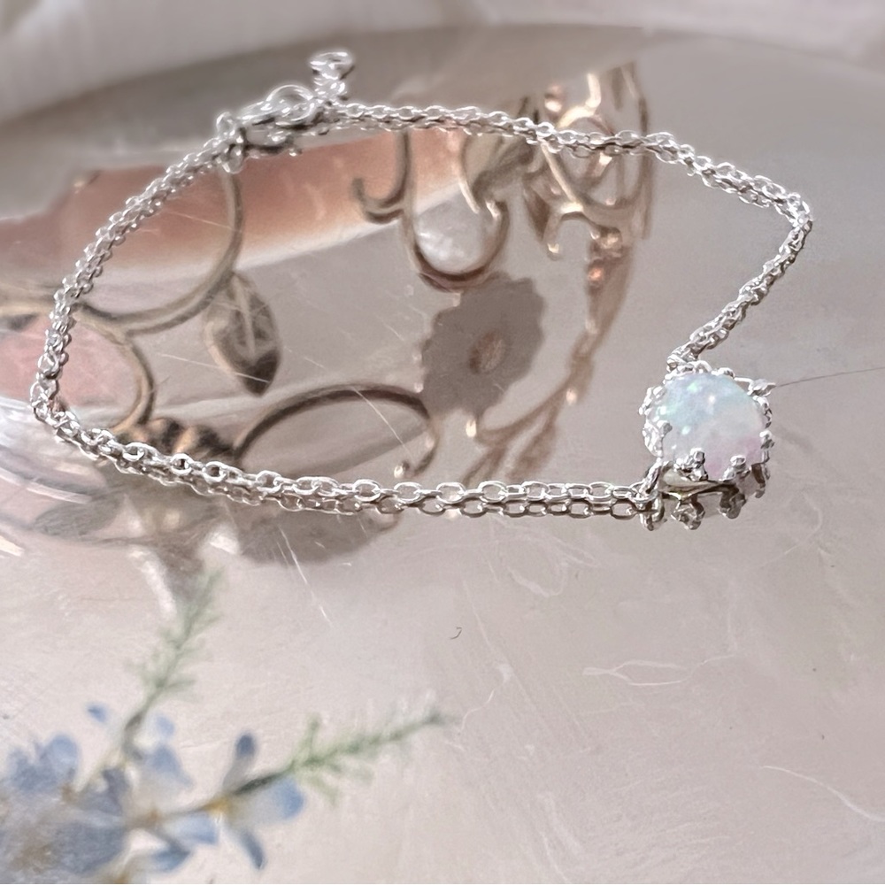 Sterling Silver Round Opal Bracelet